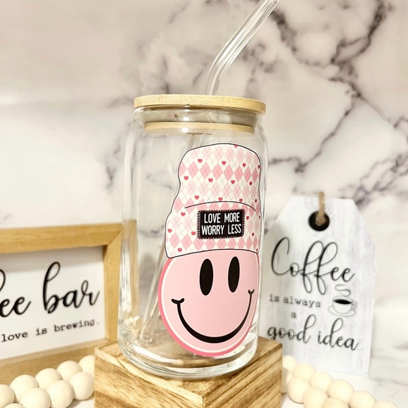 🙂Smily Face Coffee Tumbler | Love More Worry Less🙂 - Picture 3 of 4